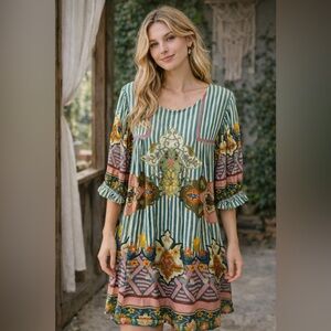 Elegant Multicolor Midi Dress